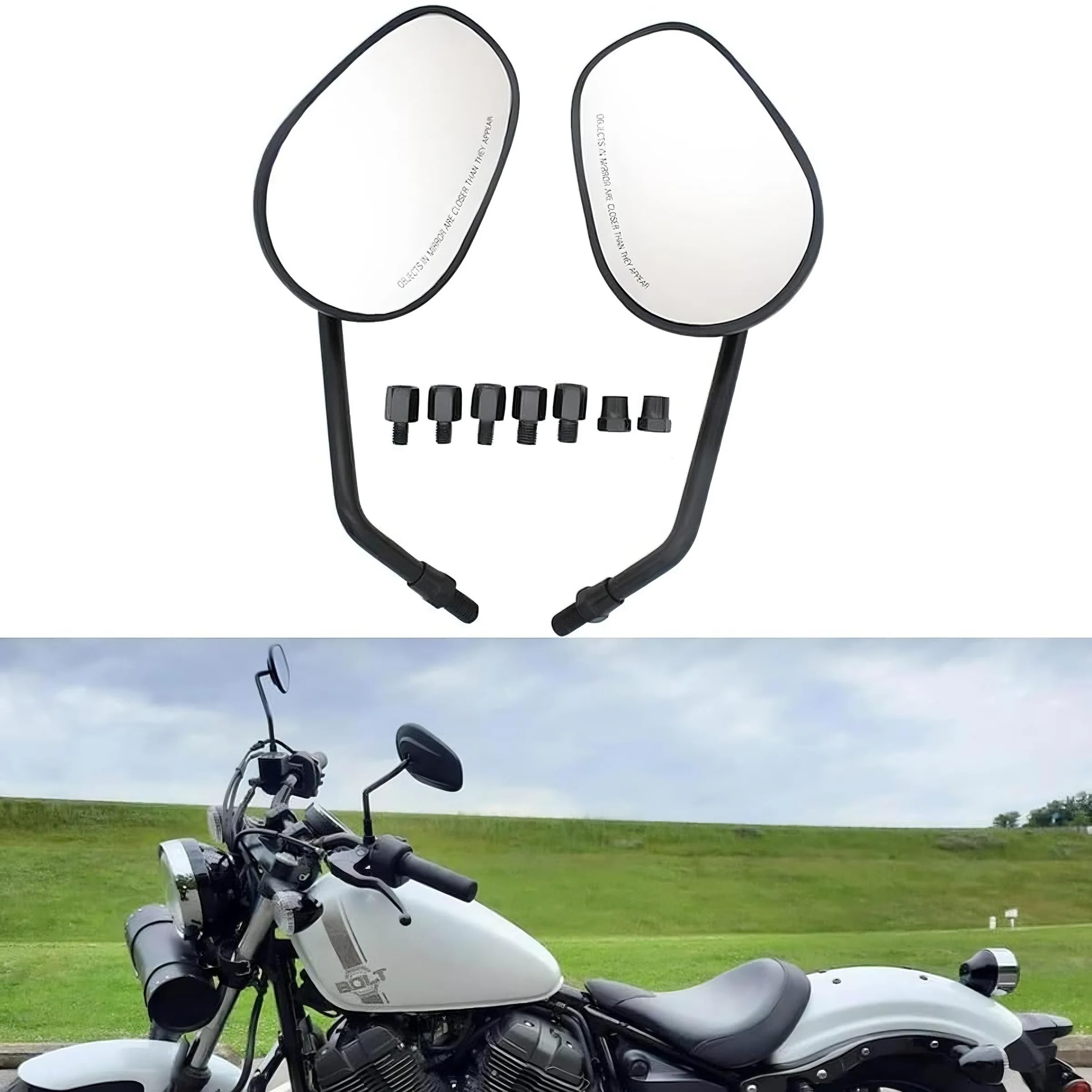 M10 M8 lusterko motocyklowe, czarne, uniwersalne lusterko wsteczne, kompatybilne z rowerami ulicznymi, sportowymi, ATV, quadami, skuterami, cruiserami, Touring