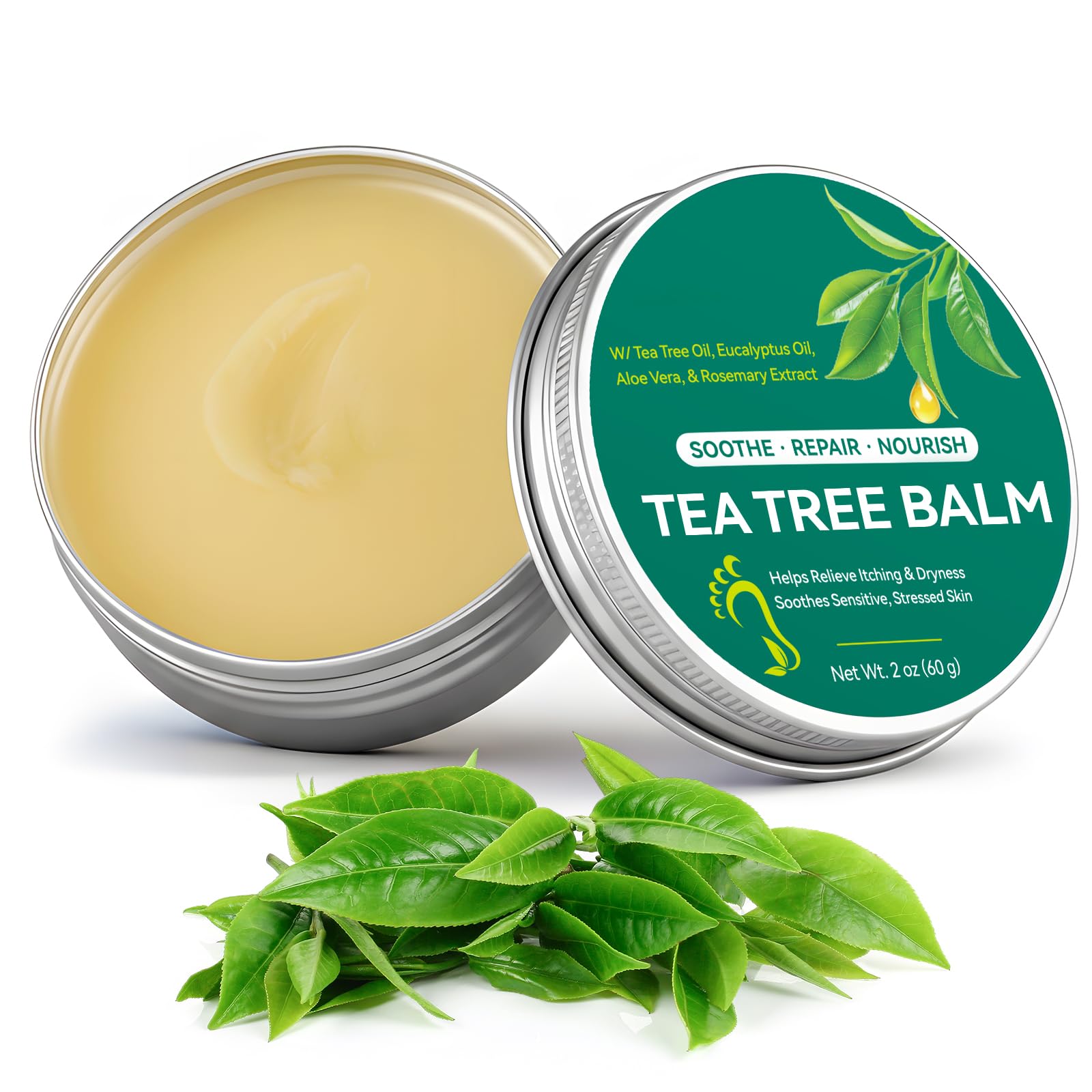 Crema De Pies Aceite De Árbol De Té Para Piel Seca Pies Agrietados,Tacones,Dedos De Los Pies Y Callos,Pie De Atleta,Olor,Piel Dura Y Áspera,Bálsamo E Hidratante Para Pies Suaves,Lisos Confort Duradero