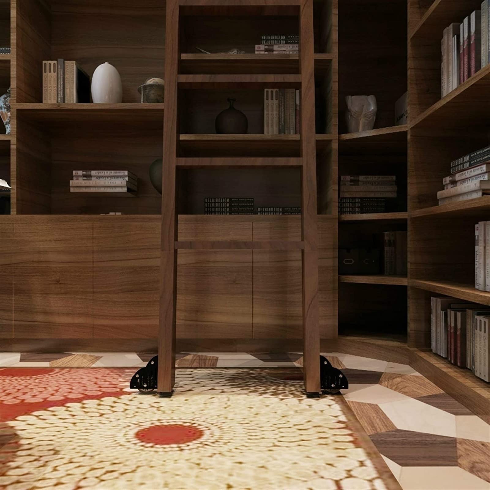 Kit di Ferramenta Scala della Libreria Rotolamento - Set Ferramenta di Binario Porta Scorrevole, Accessori per Binari di Guida per Scale Mobili, Scorrevoli in Modo Fluido E Silenzioso
