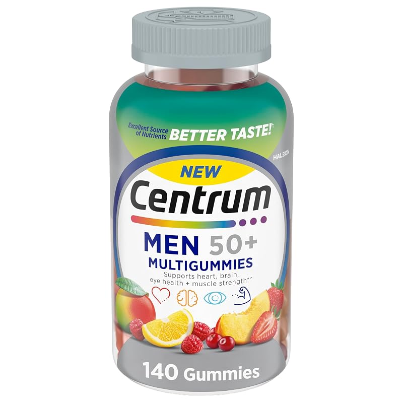 Centrum Silver Multivitamínico em Gomas para Homens 50+, vitaminas A, C, E, D3, B6, B12, biotina e zinco, 140 gomas