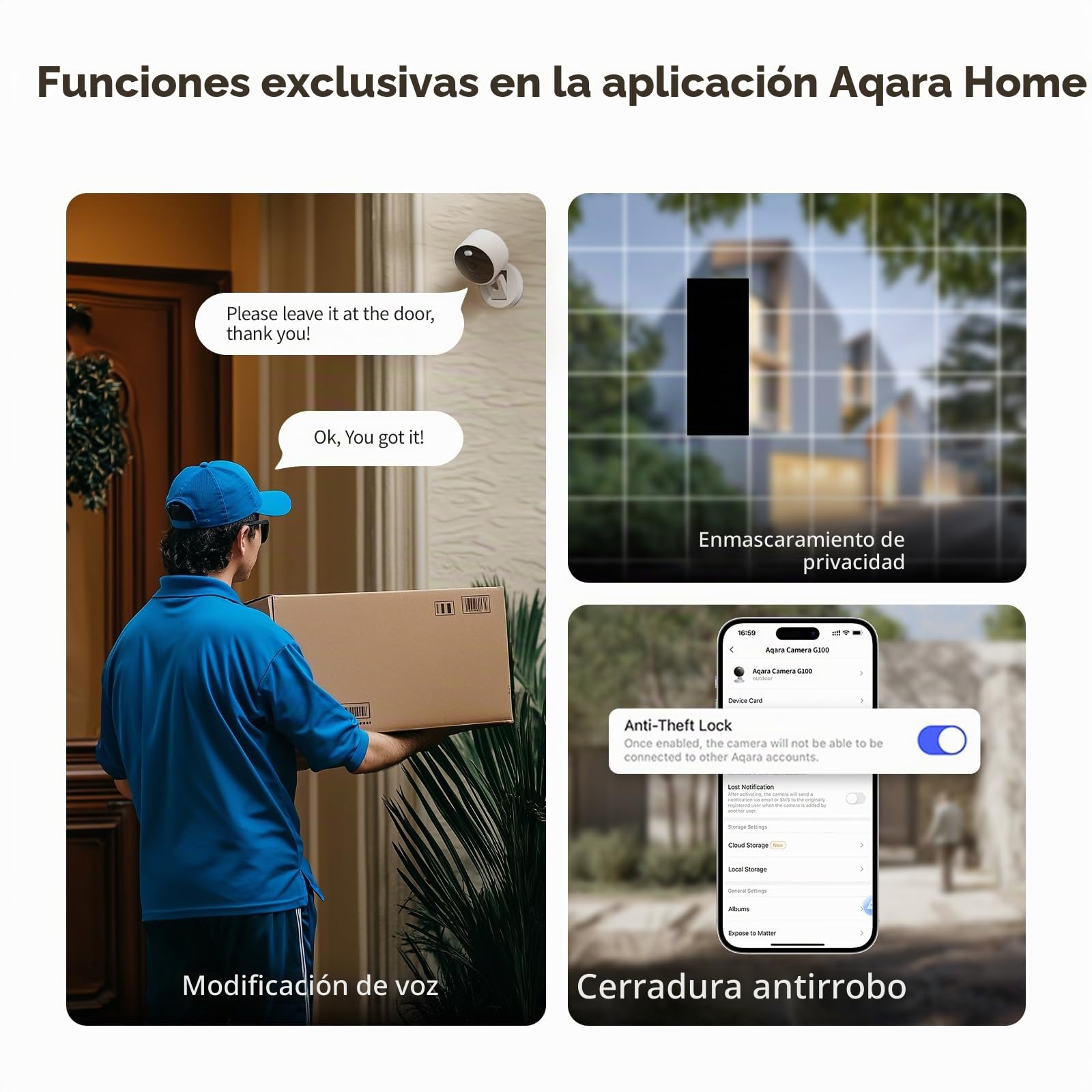 Aqara Camera G100 Battery Negro, cámara Wi‑Fi 2K interior/exterior