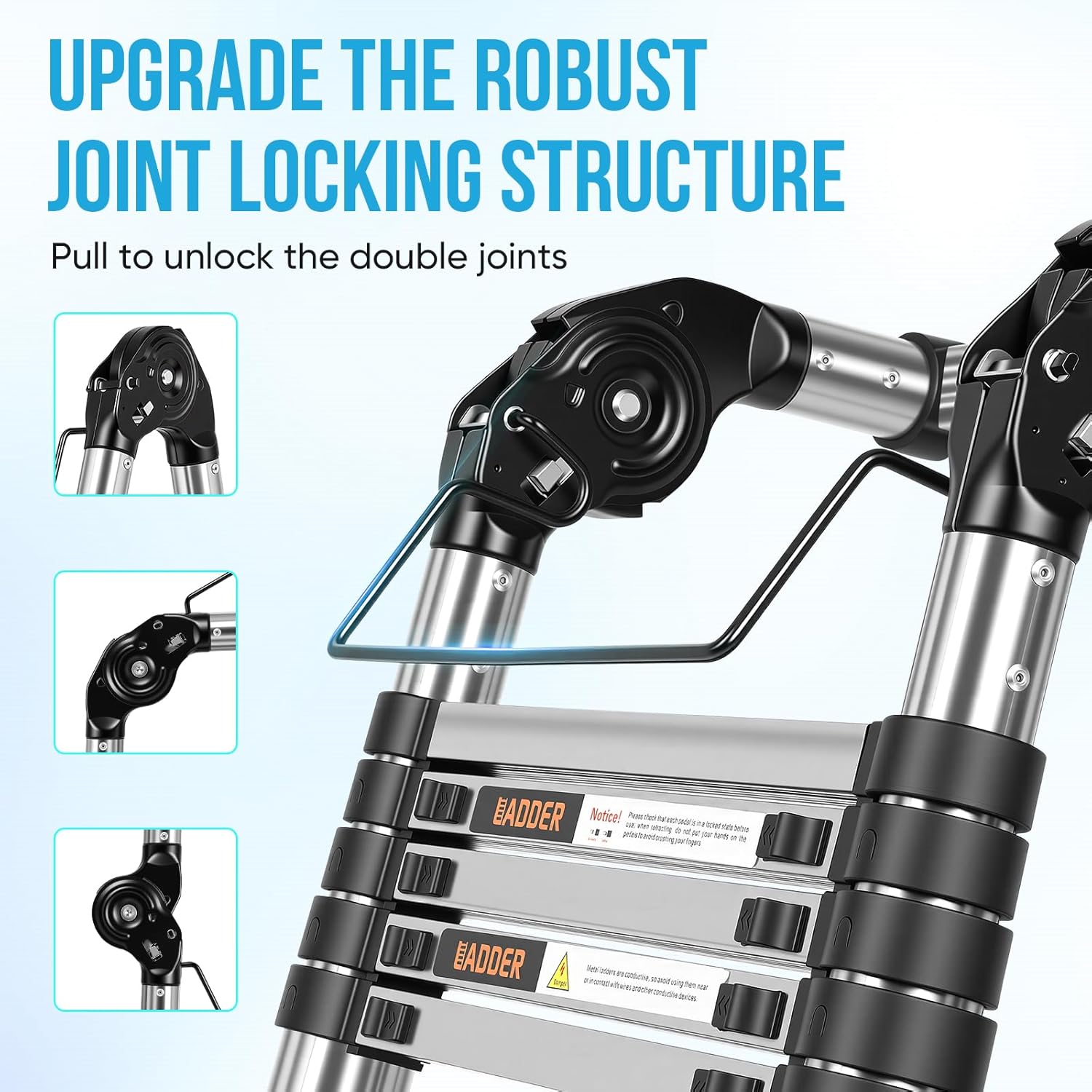 Telescoping Ladder 12.5 FT A Frame, Extension Ladder with Balance Bar Heavy Duty 330 lbs Max Capacity for RV or Outdoor Work