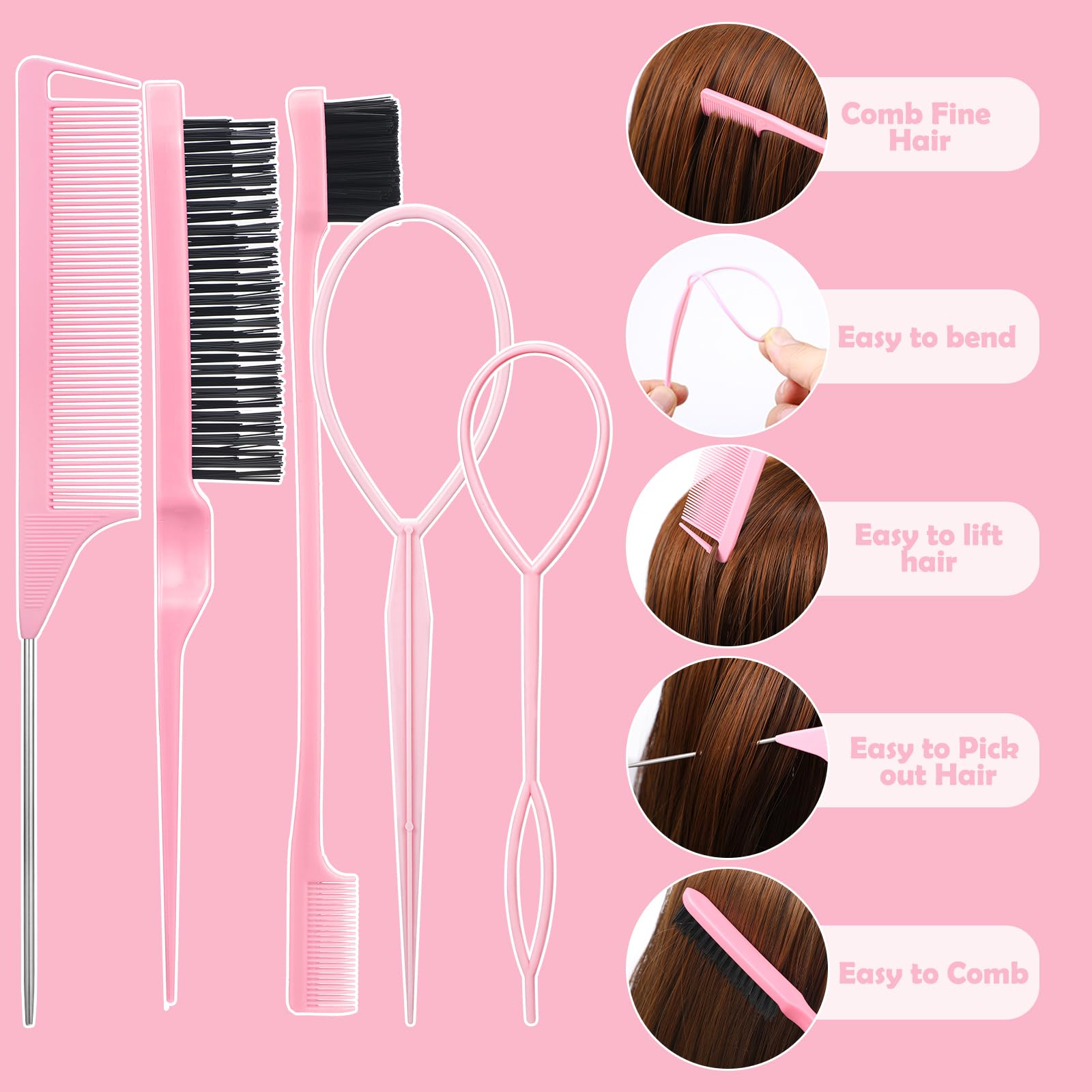 Juego de 2200 lazos elásticos transparentes para el cabello con 18 herramientas para peinar el cabello, mini bandas elásticas transparentes para el cabello, tijeras para cortar el pelo, accesorios