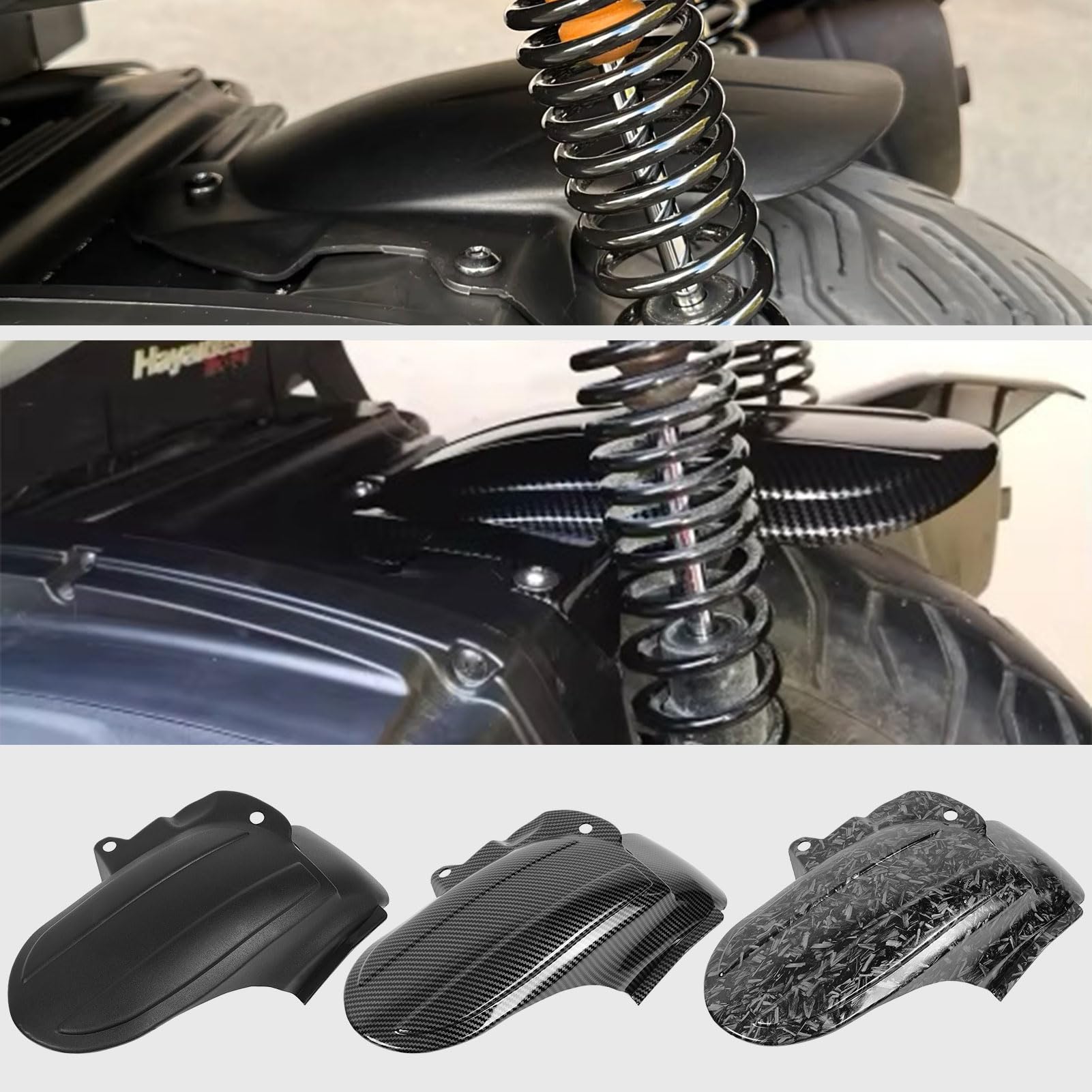 WOOGA parafango moto ruota posteriore parafango copertura paraspruzzi Replacement for Ho&n&da Forza 350 NSS350 2020-2024 Copriruota per parti di motociclette (corto stile A-Nero opaco)