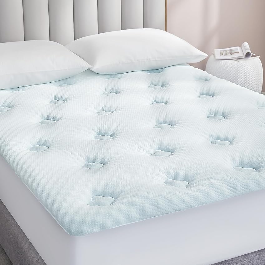 Immagine del prodotto Hansleep Coprimaterasso Matrimoniale 160x190, Topper per Materasso Trapuntato con Motivo Trapuntato Trifoglio, Coprimaterasso Imbottito Letto con Bordo Elastico Scomparto Extra Profondo, 38 cm