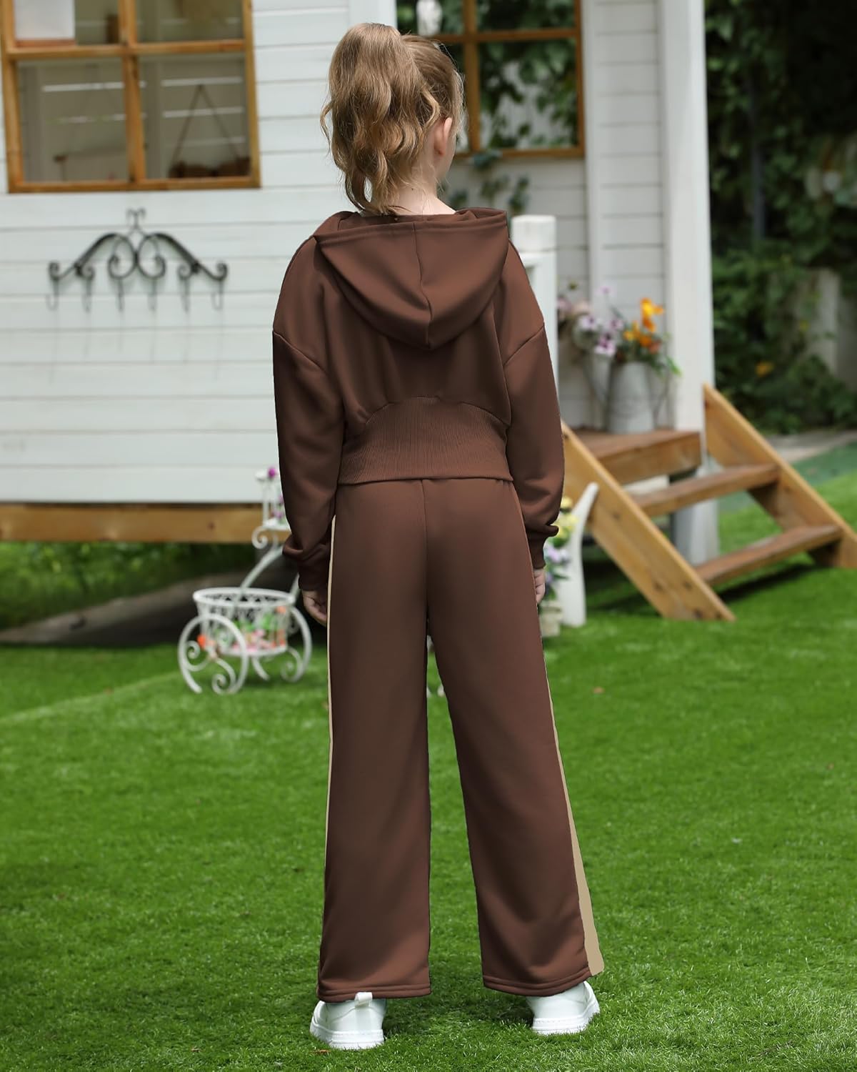 Girls' Clothing Set Crop Top Letter Hoodie Sweatpants Fall Winter Outfits Tween Girl Trendy Clothes Activewear 8-12 - Image 4