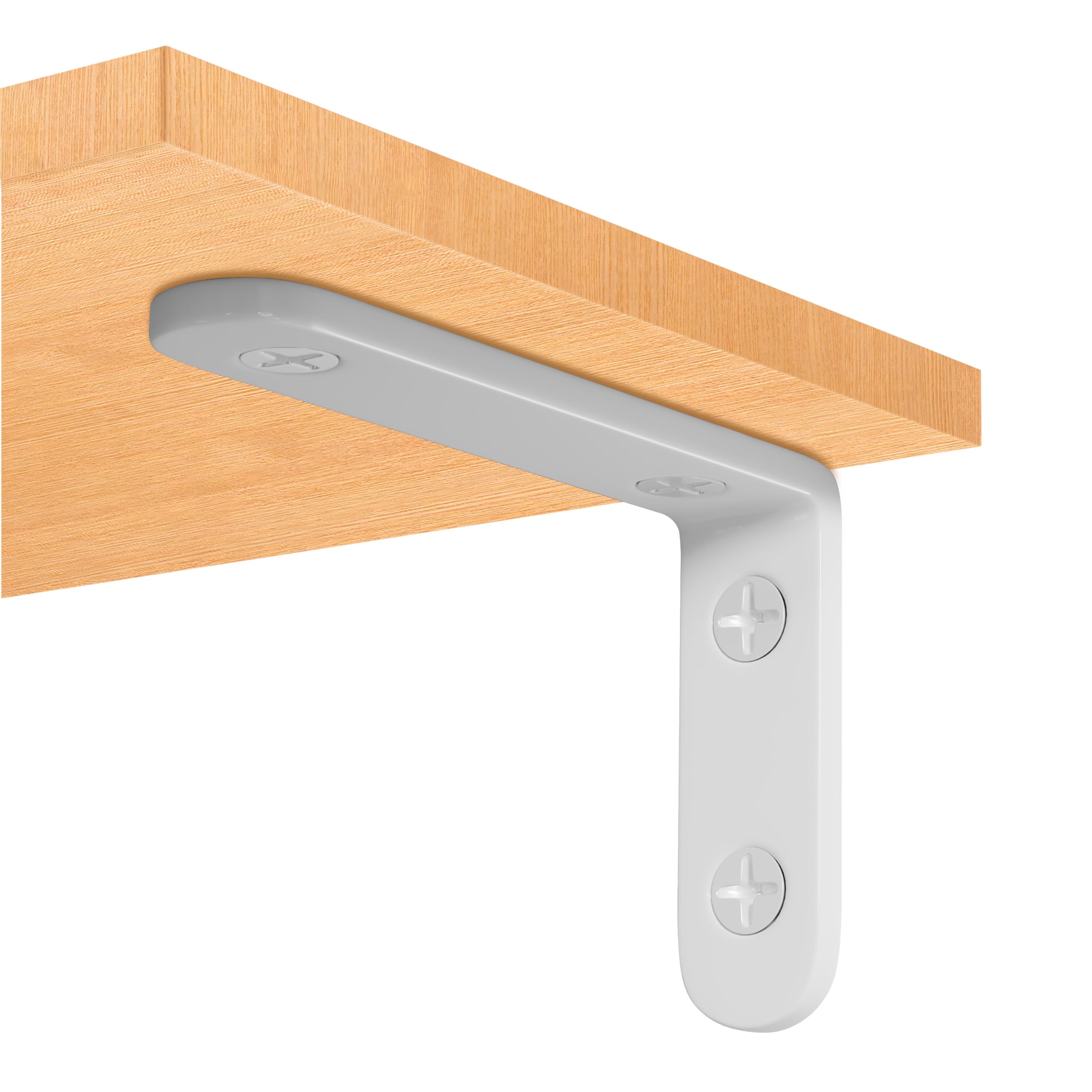 8 Pcs Floating Shelf Brackets, 4 Inch White Heavy Duty Metal Wall L Brackets - Wall Mounted Support for DIY with Screws