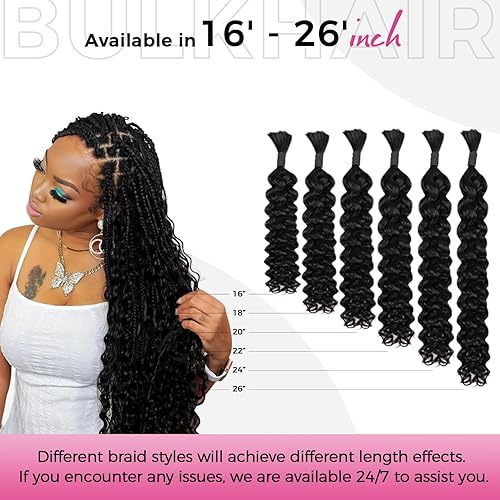 Miniatura 4 de Lashey Cabello humano trenzado de cabello humano ondulado a granel para trenzar 3.53 oz, cabello a granel, sin trama, extensiones de cabello humano