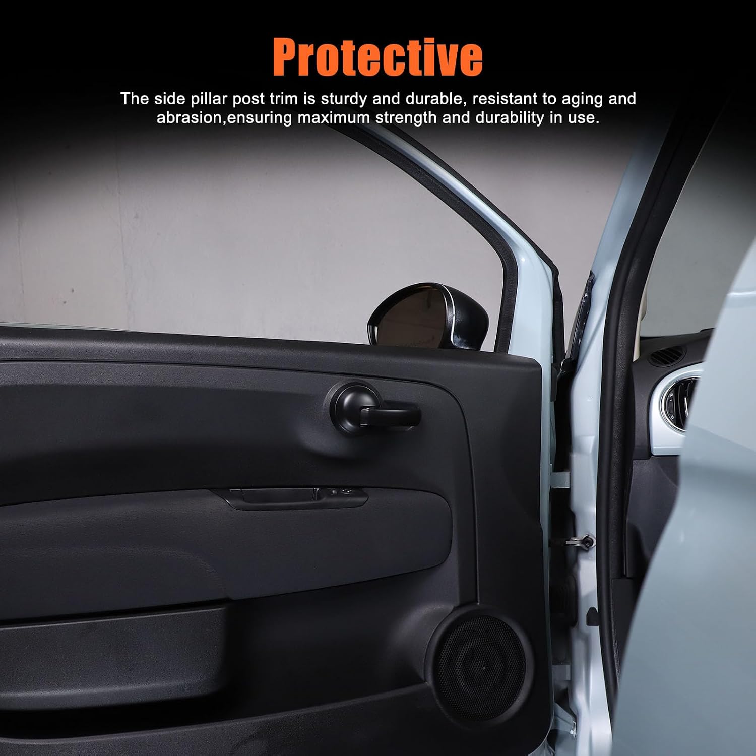 4PCS Inner Door Handles Cover Trim Compatible with Fiat 500/500 Abarth 2010-2024 Car Inner Door Handles Cover Protector Trim ABS Interior Decorative Cover Trim Sticker (Matte Black)