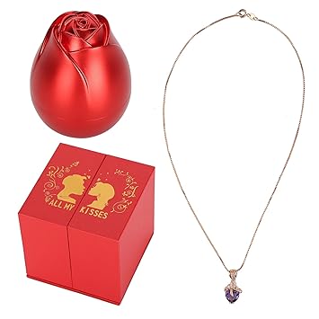 Jewelry Gift Box, Beautiful Aluminum Alloy Rose Flower Box Romantic for Home Decoration Gift for Marriage Proposal