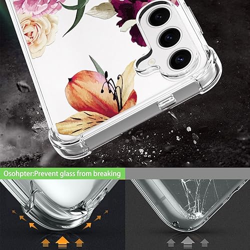 Miniatura 4 de Osophter Funda para Galaxy S24 Plus funda de TPU flexible para Samsung Galaxy S24 Plus con absorción de golpes y flores para Samsung Galaxy S24 Plus