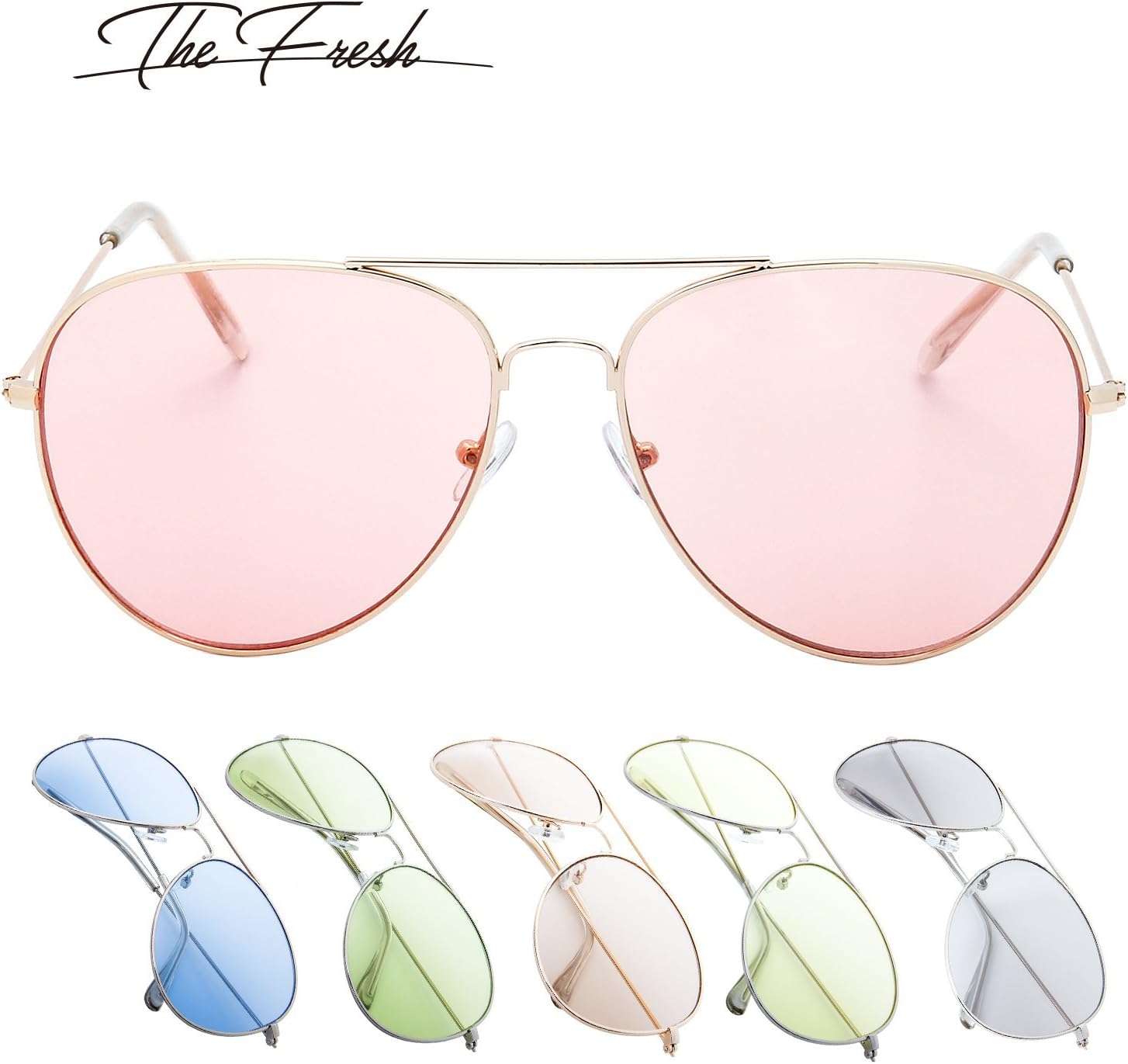 The Fresh Classic Aviator Frame Light Color Lens XL Oversized Sunglasses Gift Box - Image 2