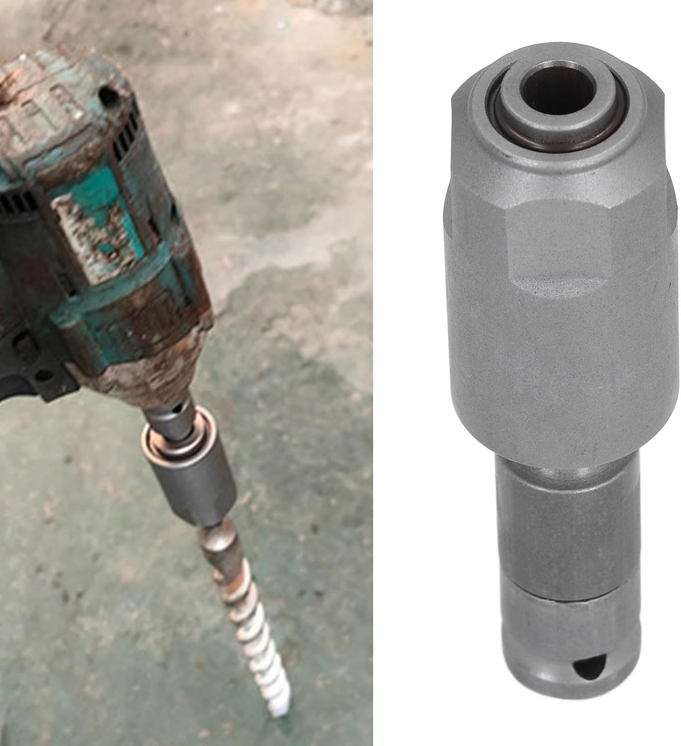 Impact Wrench Converter, High Carbon Steel 2 Pits and 2 Grooves, Round Shank Impact Wrench to Electric Hammer Adapter, for Various Drill Types