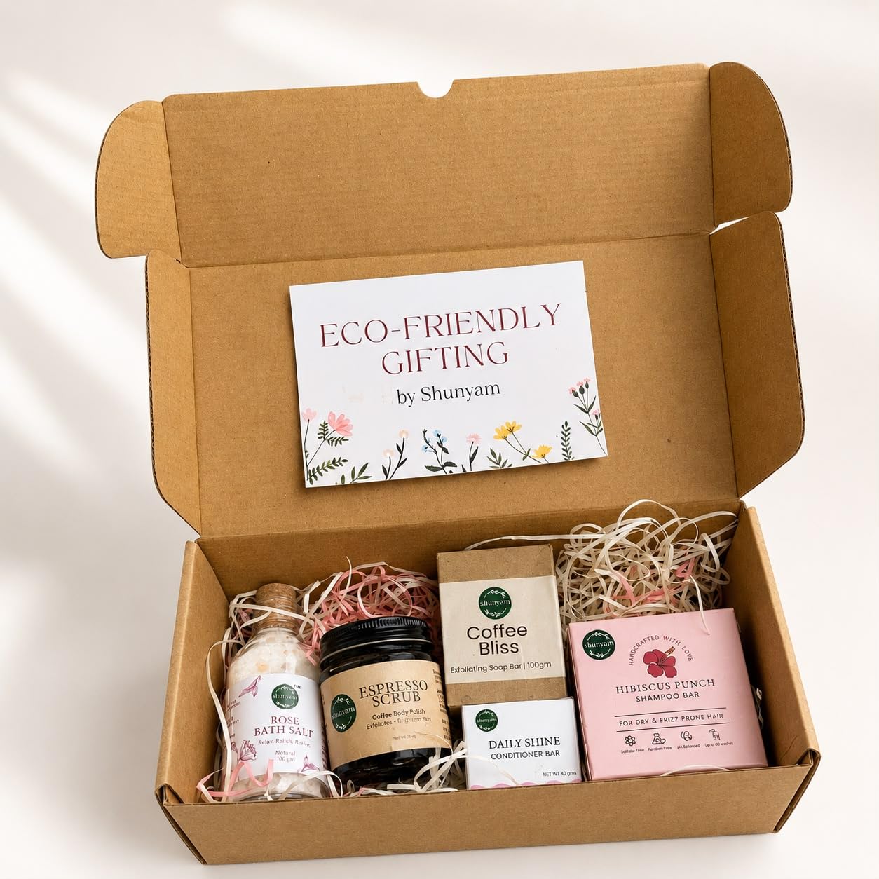 Rakhi Gift Hamper | Natural Spa Gift Set with Hair & Body Care Essentials | Natural Self Care Gift Box with Shampoo Bar, Conditioner Bar, Coffee Soap, Coffee Body Scrub & Bath Salt | Eco-Friendly Gift-image-26