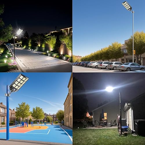 Miniatura 7 de Paquete de 2 luces solares de calle del atardecer al amanecer, 3200 W, 480000 lm, brillo de 7000 K, impermeable IP67, sensor de movimiento, luces de