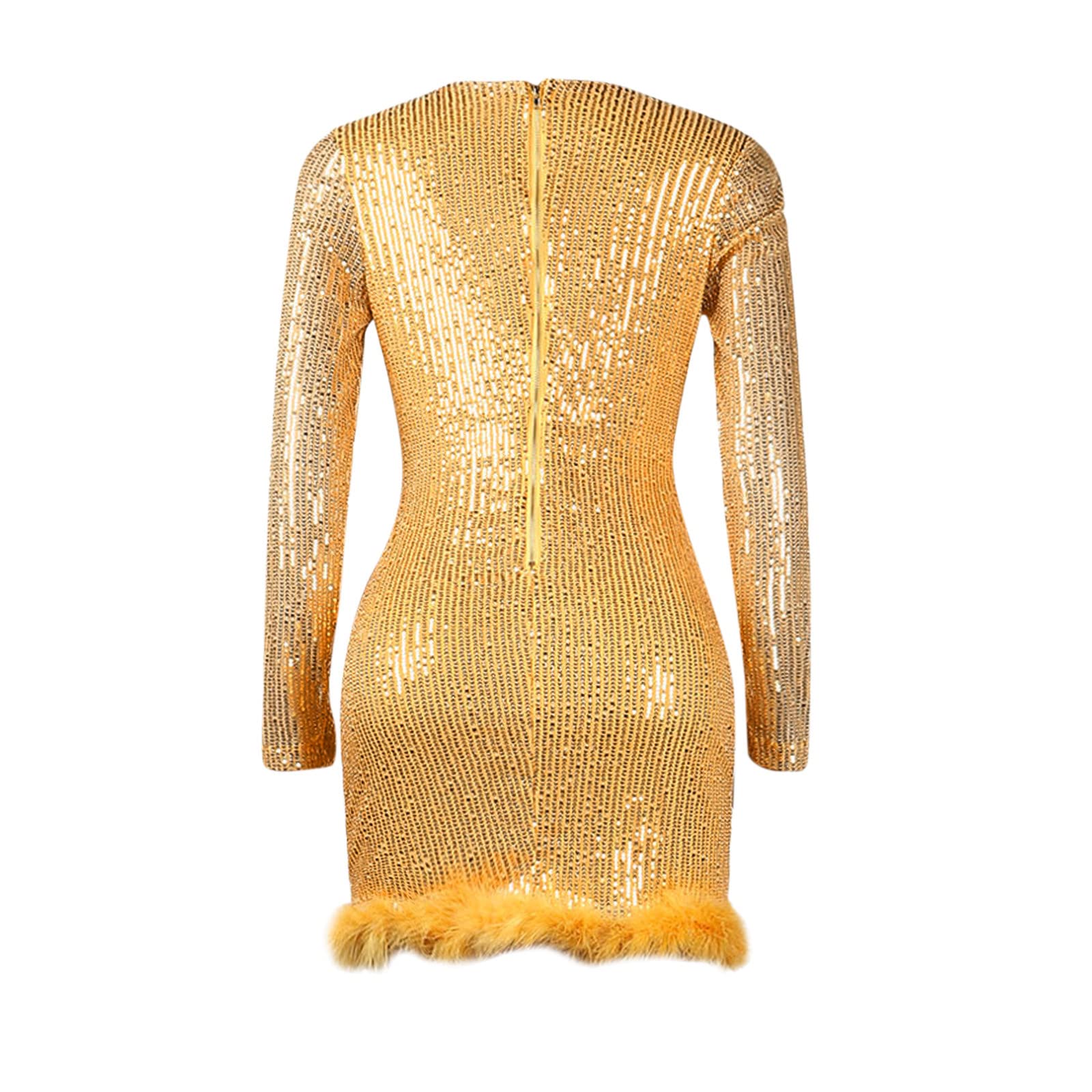 Vestido Lentejuelas Mujer Corto Sexy Curvy Elegante Fiesta Vestido | Brillantes Mujer Ajustado Manga Larga Formales Nochevieja Dress