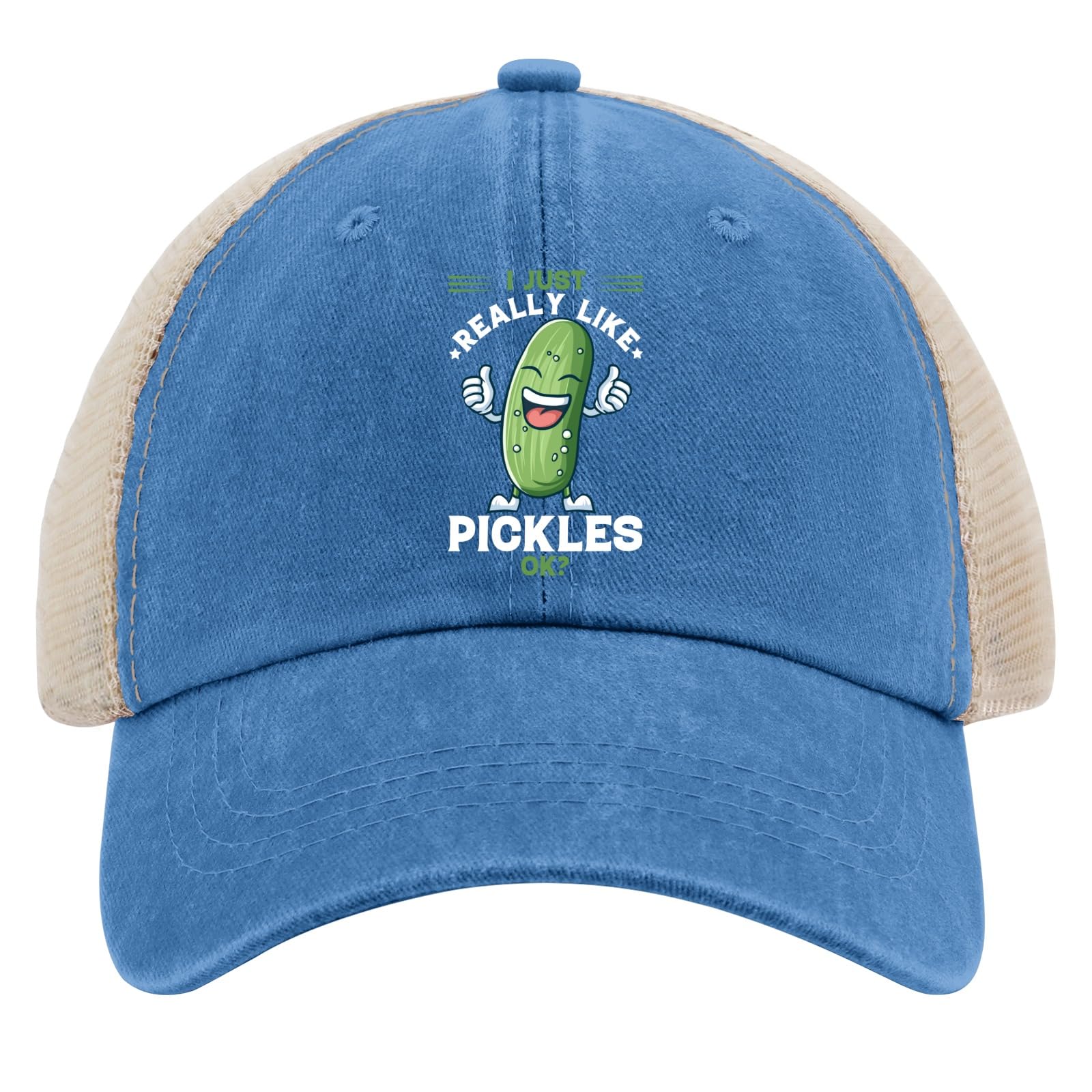 I Just Really Like Pickles Ok Hats for Mens Baseball Caps Trendy Washed Ball Cap Cotton Lake Blue