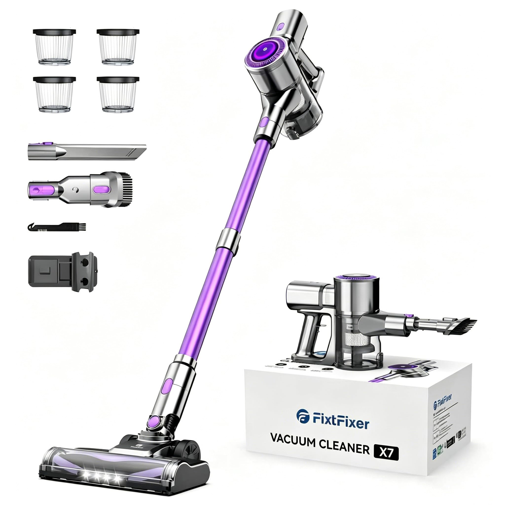 Aspiradora Sin Cable 60Kpa/400W, Aspirador Escoba sin Cable con Pantalla LED, Cepillo Anti-enredos, 4 Filtros HEPA, Escoba Aspiradora sin Cable para Pelo De Mascotas,Alfombras,Suelos Duros