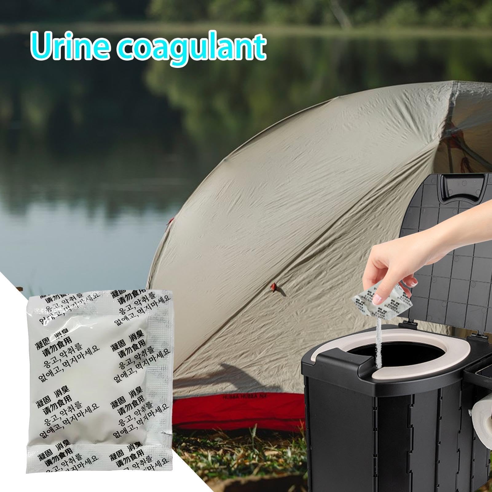 Polvo absorbente de , 20 x 20 x 6 cm, paquete de 100 unidades de gel coagulante de , fuerte absorción de agua, a prueba de fugas, súper absorbente para inodoro, senderismo,