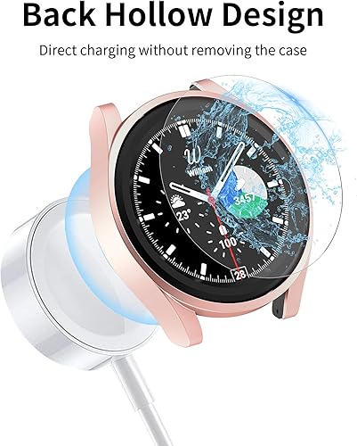 Miniatura 2 de Hooglny Paquete de 6+6 protectores de pantalla para Samsung Galaxy Watch 6 de 1.850 in y funda, película protectora de vidrio templado antivaho y