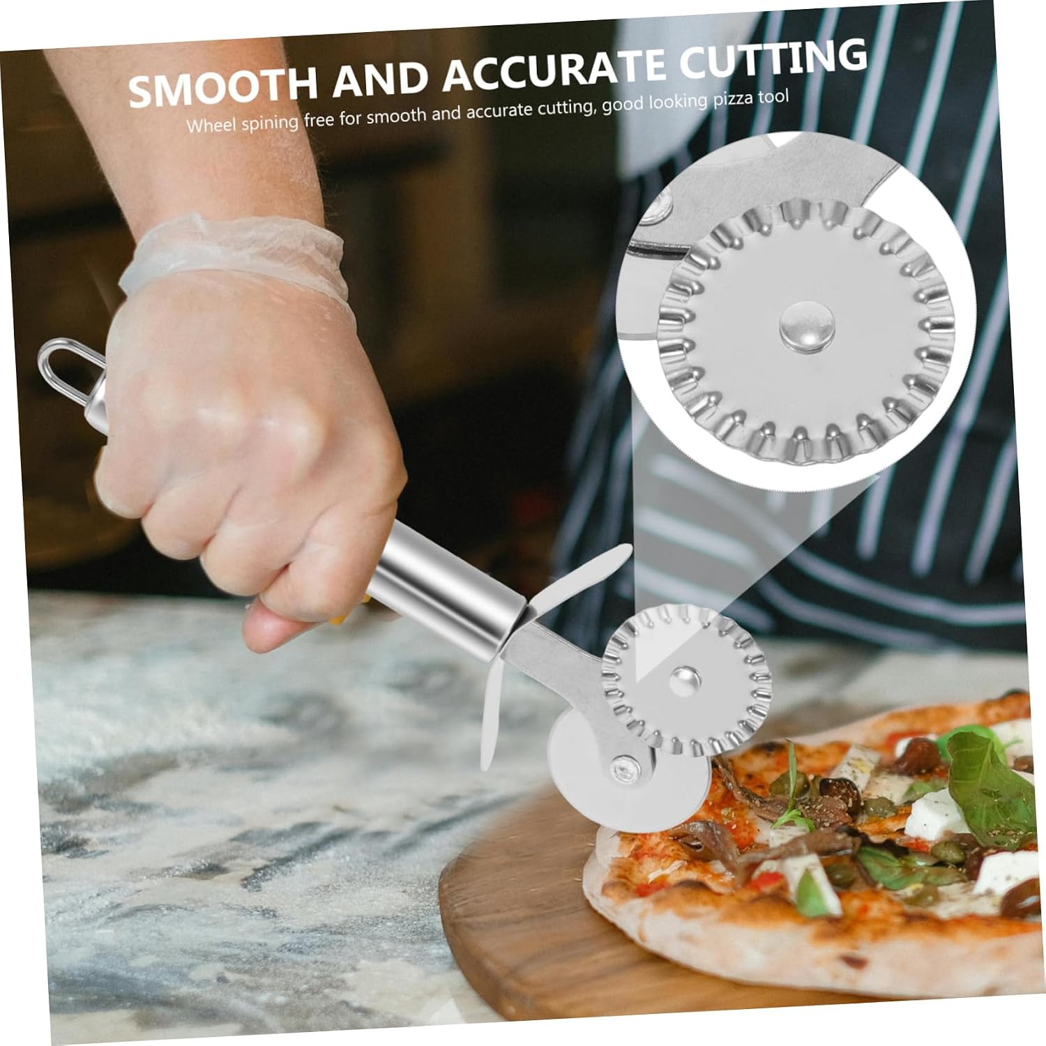 Double-headed Stainless Steel Pizza Roller Style Pizza Cutter Wheel Pastry Slicer Knife for Baking