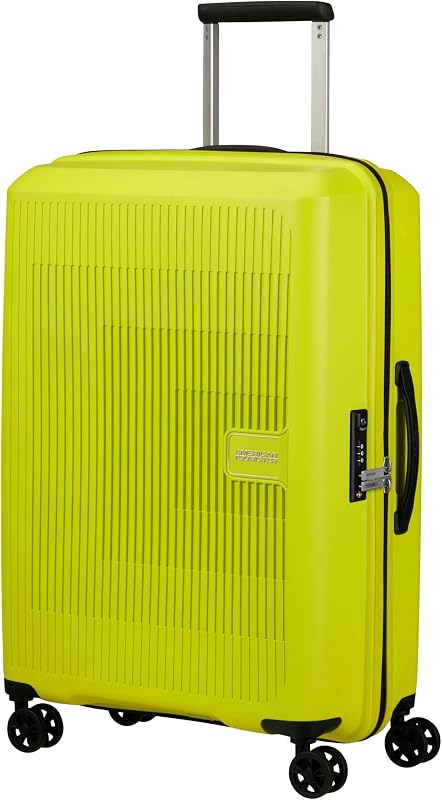 American Tourister Aerostep Spinner S, Erweiterbarer Handgepäck, 55 cm, 36/40 L, Schwarz (Negro), Verde (Light Lime), M (67 cm - 66,5/72,5 L), valija y carritos