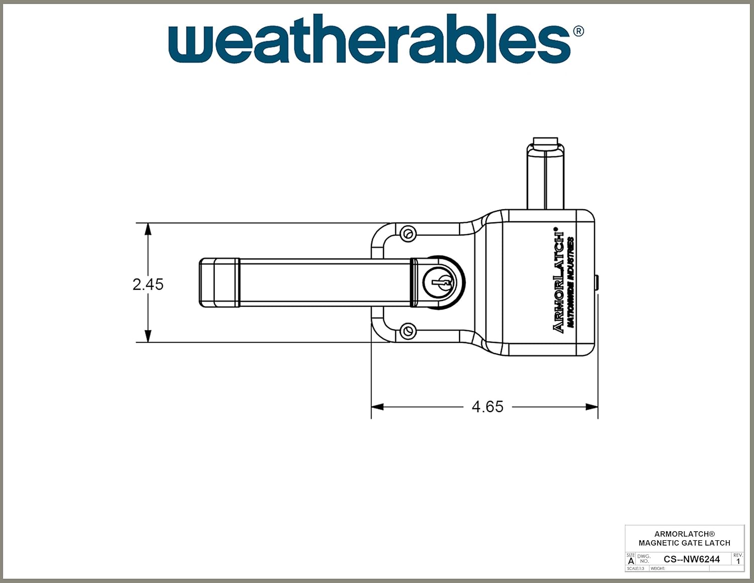Weatherables Keystone Magnetic Armor 2-Sided Key-Lockable Gate Latch – Nylon Polymer Heavy Duty Gate Latch with Self-Latching Gate Lock – Easy Installation on Metal, Wood & Vinyl Fences, Keyed Alike
