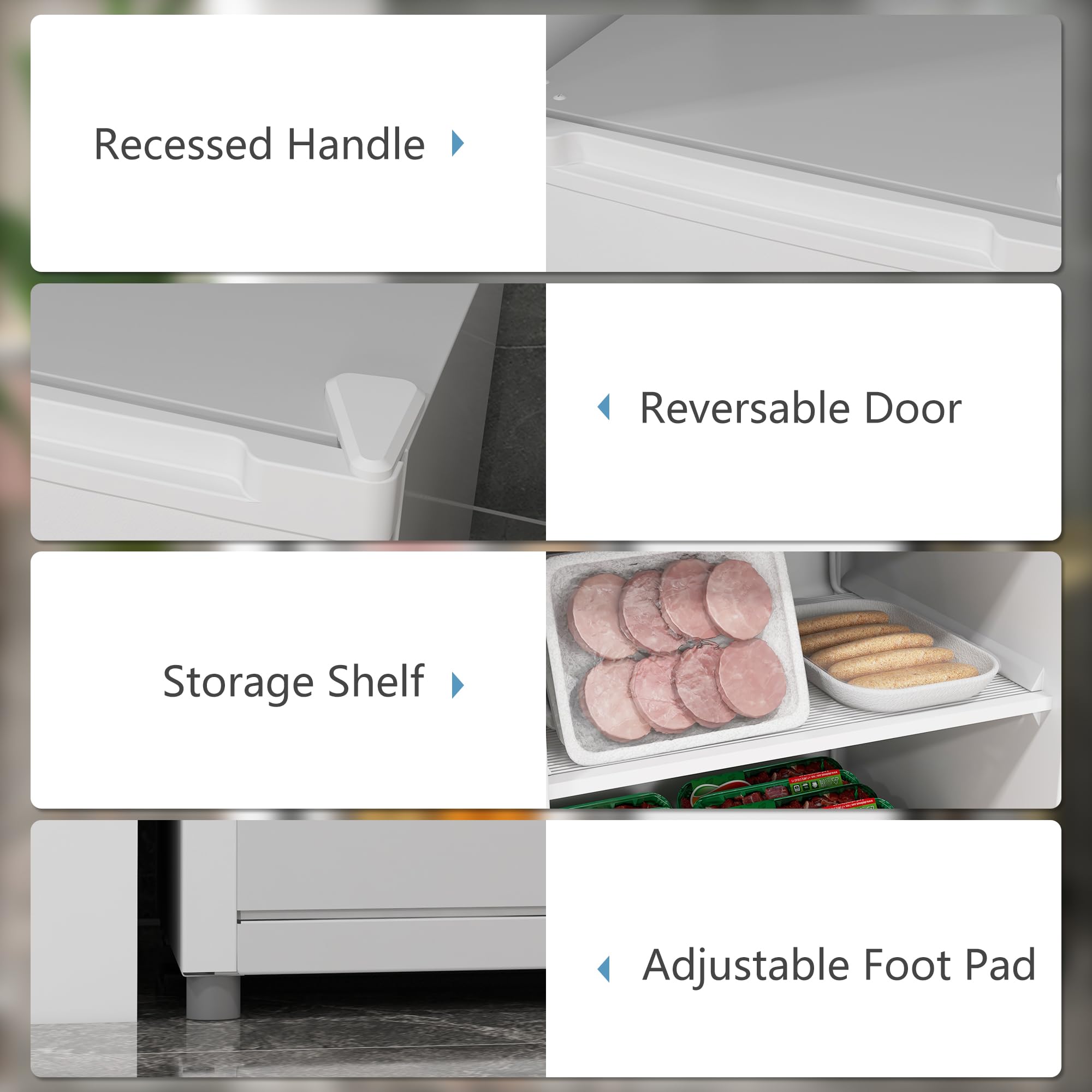 Upright Freezer, 3.0 Cubic Feet Compact Mini Freezer With Reversible Single Door And Adjustable Thermostat, Small Freezer For Home, Dorm, Apartment, Home Office, White on Fridge.com - View 4