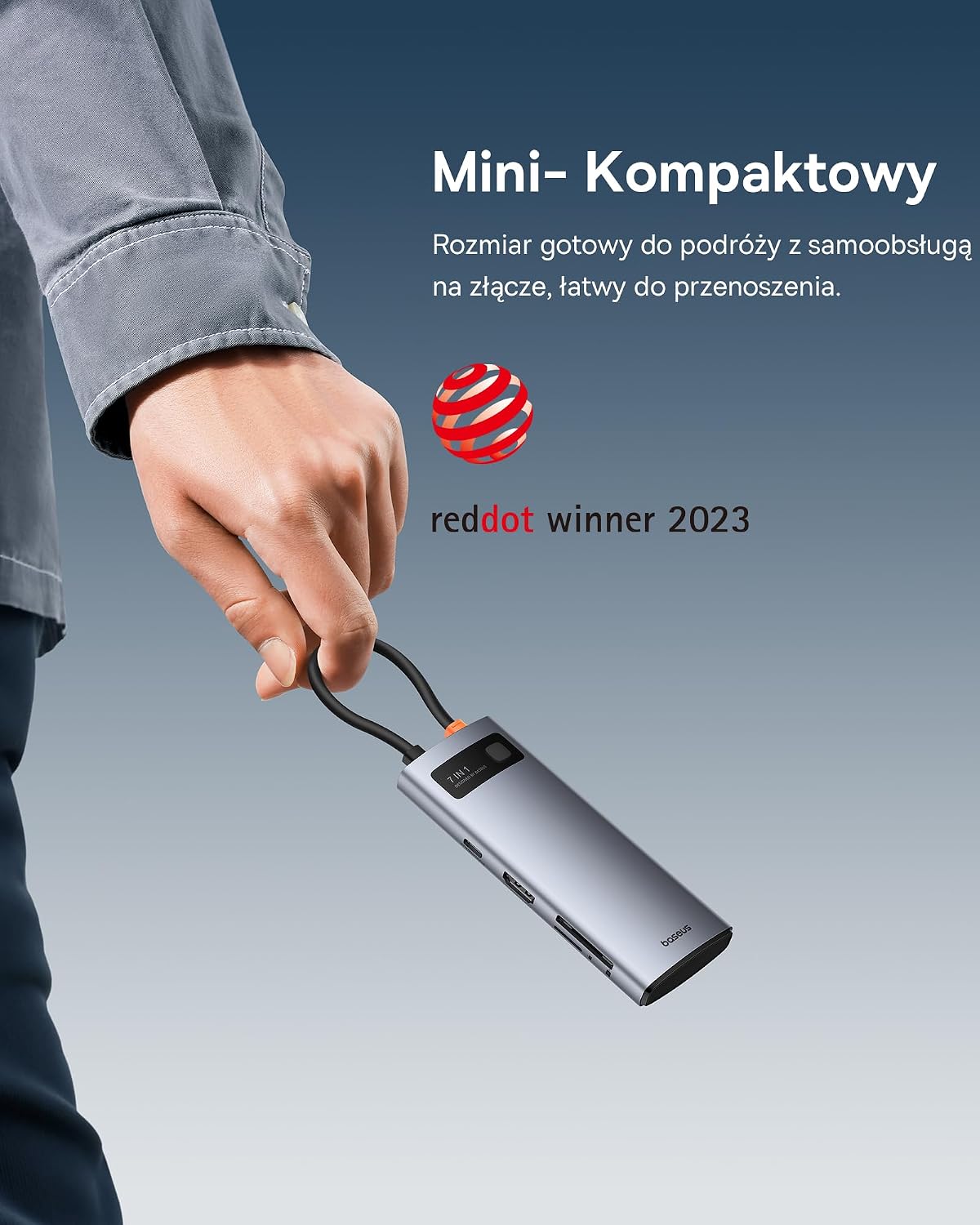 Baseus USB-C-концентратор 7 в 1 с HDMI 4K 60 Гц PD 100 Вт 3 портами USB-A и кардридером SD TF для ноутбуков MacBook Surface Pro iPad Steam Deck и устройств Samsung