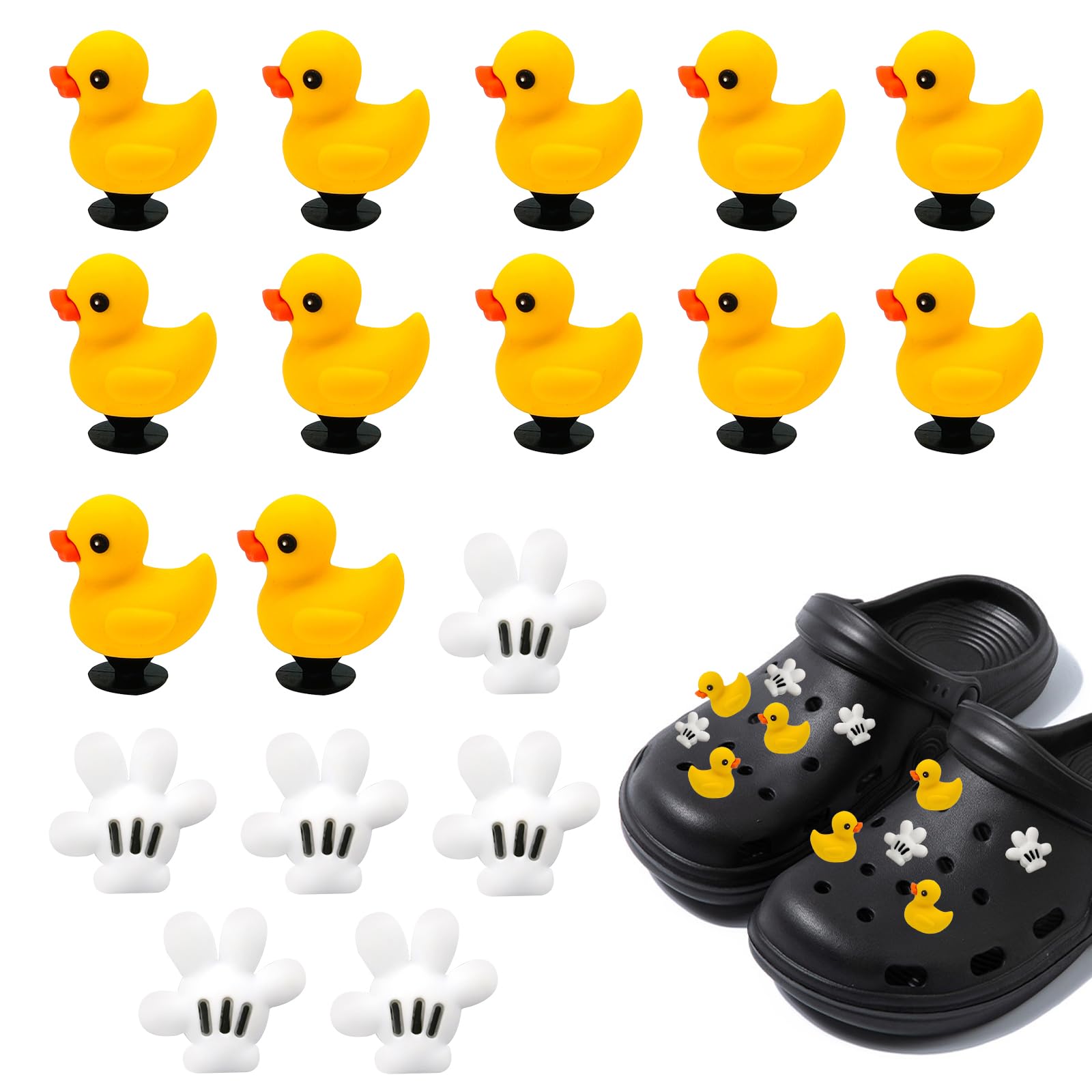 Wtyki do butów Crocs, 18 sztuk, kaczki 3D, damskie chodaki, urocze zwierzęce, dekoracja do butów, charmsy na urodziny, akcesoria upominkowe