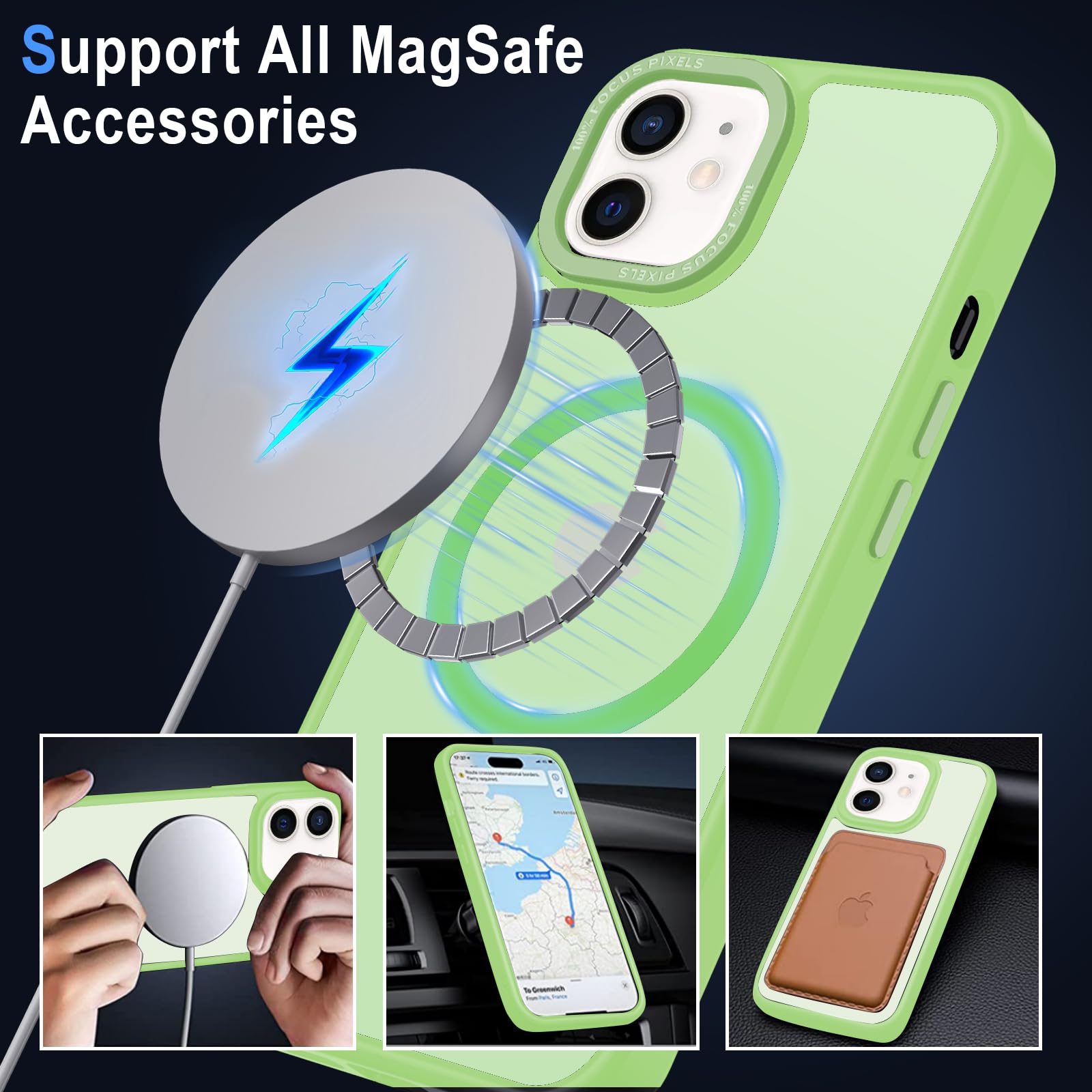 XTCASE Cover Magnetica per iPhone 11 [Compatibile con MagSafe], Custodia Traslucida Opaca Posteriore Resistente ai Graffi TPU Bumper Antiurto Sottile Protettiva Case, Verde