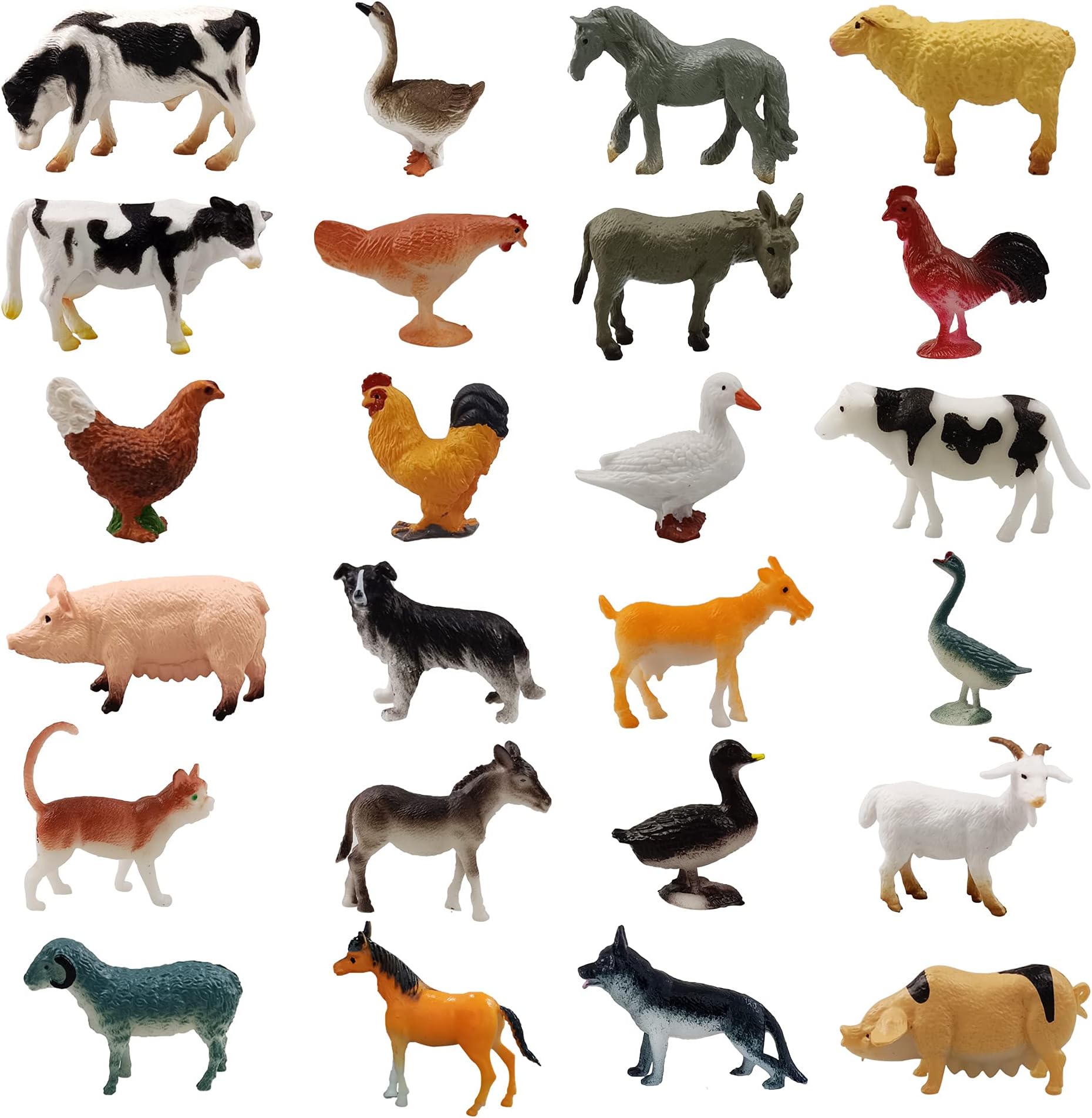 24 Mini Farm Animal Figurines Realistic Figures Educational Toys for Toddlers Cake Toppers Scene Decorations