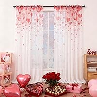 Vista 10 de youleyar Cortinas traslúcidas de otoño para sala de estar de 63 pulgadas de largo, 2 paneles de cortinas semi-transparentes blancas con estampado