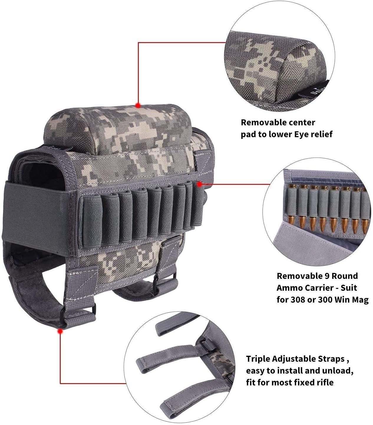 Buy Wsobue Rifle Buttstock, Hunting Shooting Tactical Cheek Rest Pad