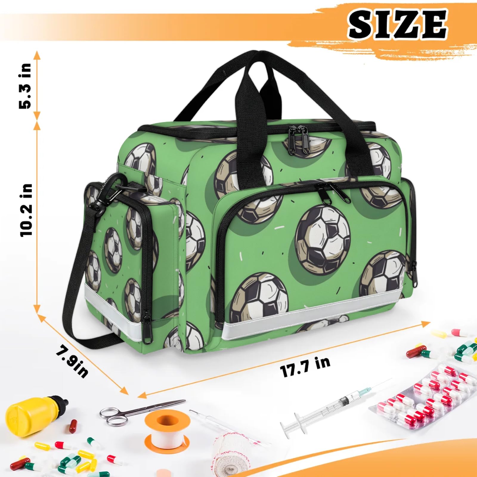 GzLeyigou First Aid Bags Empty, Sports - Footballs Emergency Bag Bright Football First Aid Kit Multiple Compartment Kit Carrier On Call Trauma Bag For Paramedics Emergency Medical Supplies Kit