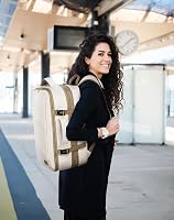 LOVEVOOK 40L Utazó Hátizsák Repülőgép Kézipoggyász - Bővíthető Üzleti Táska 17" Laptophoz, 180° Nyitható, Vízálló Rekeszekkel, Bézs Khaki 5