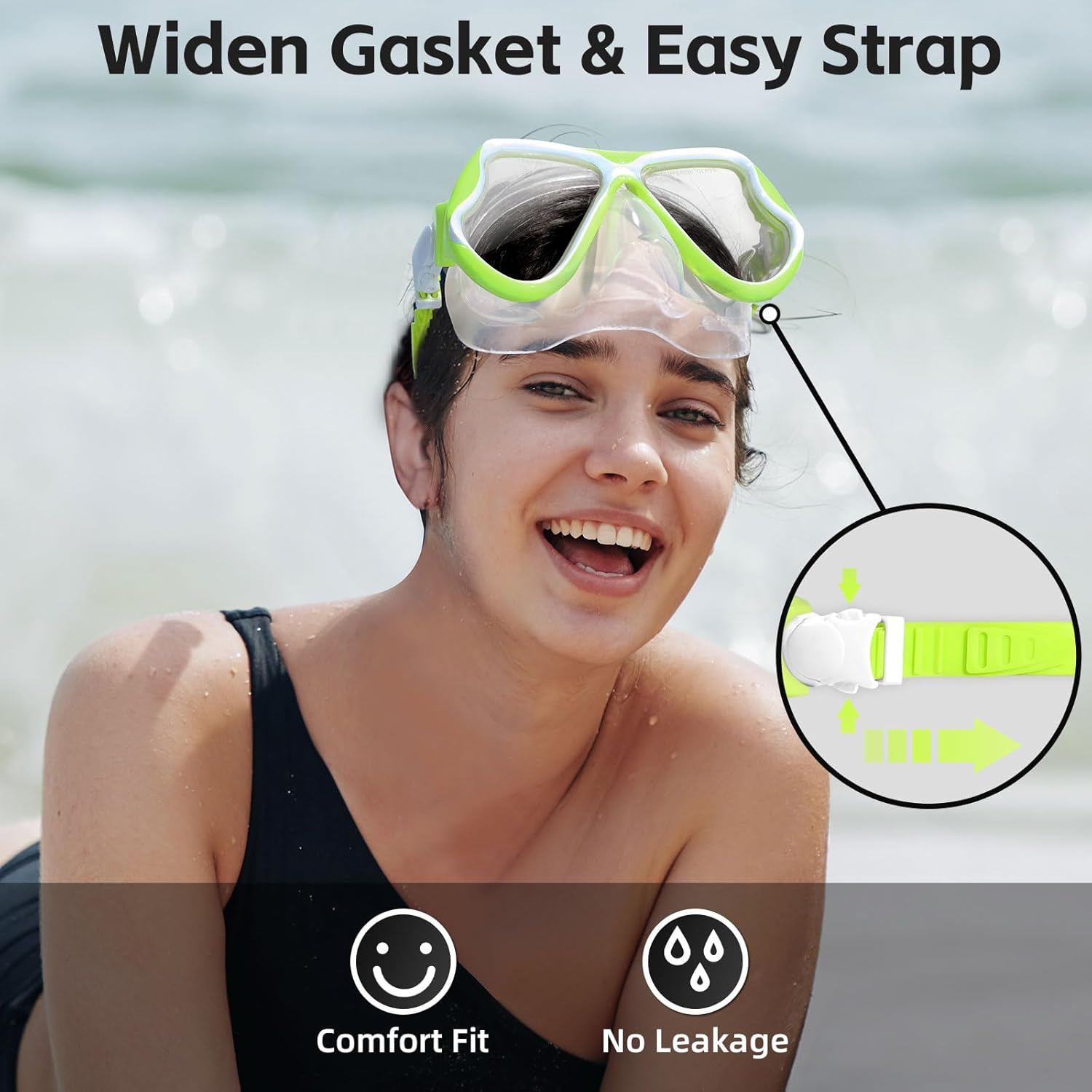 Freela Swim Goggles with Nose Cover Adult Swimming Goggles 180°Clear View Snorkeling Diving Mask for Pool Beach - Image 3