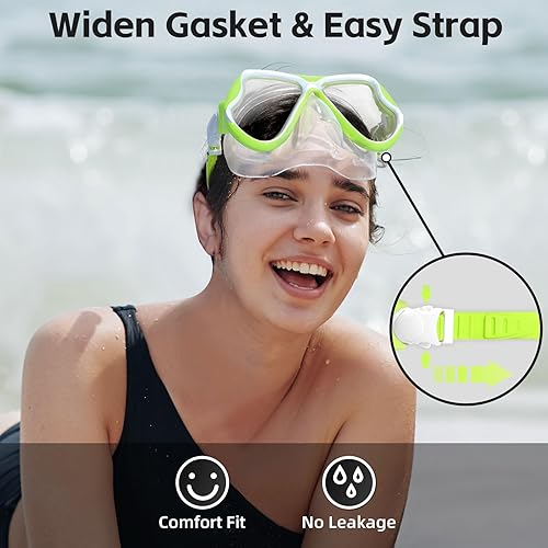 Miniatura 3 de Freela Gafas de natación con cubierta para la nariz, gafas de natación para adultos, máscara de buceo con visión clara de 180  para piscina y playa