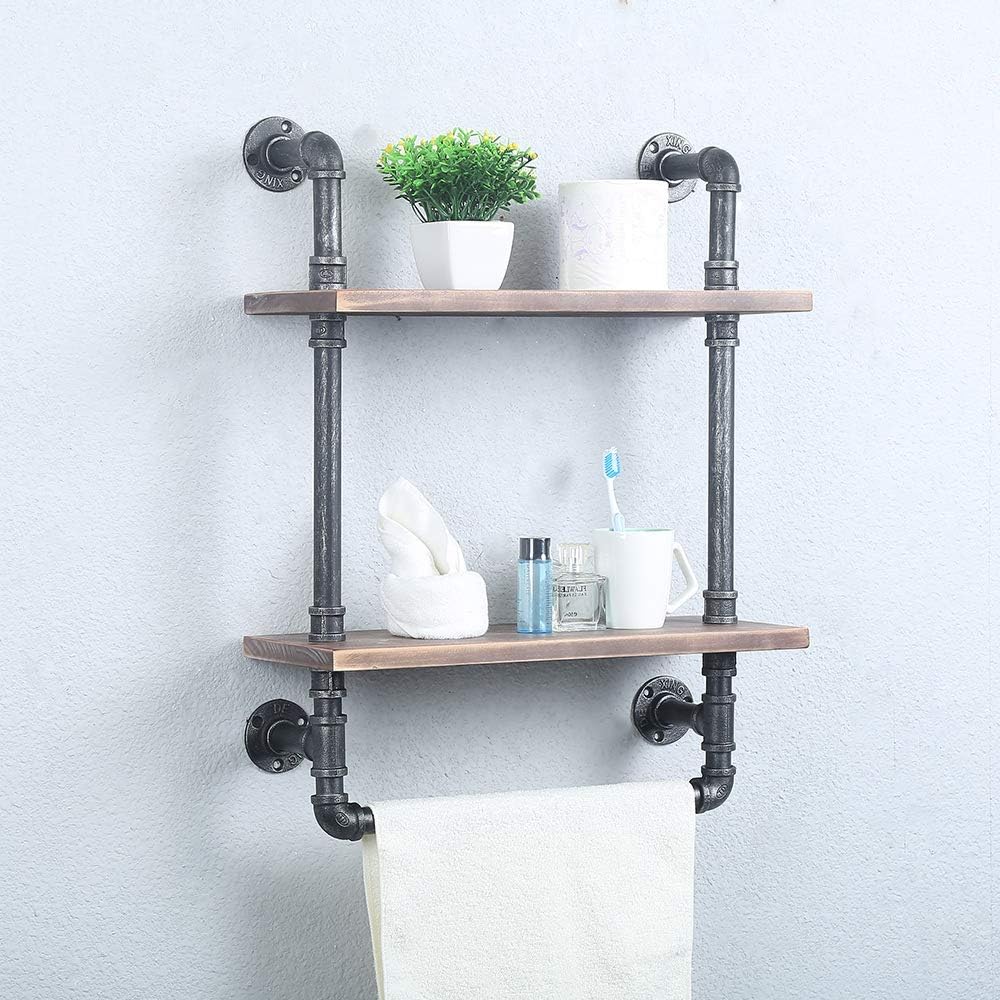 🛒 Crazy Deals Industrial Bathroom Shelves Wall Mounted 2 Tiered,Rustic 19.68in Pipe Shelving Wood Shelf with Towel Bar,Farmhouse Towel Rack,Metal Floating Shelves Towel Holder,Iron Distressed Shelf Over Toile Buy 1 get 1 Industrial Bathroom Shelves Wall Mounted 2 Tiered,Rustic 19.68in Pipe Shelving Wood Shelf with Towel Bar,Farmhouse Towel Rack,Metal Floating Shelves Towel Holder,Iron Distressed Shelf Over Toile