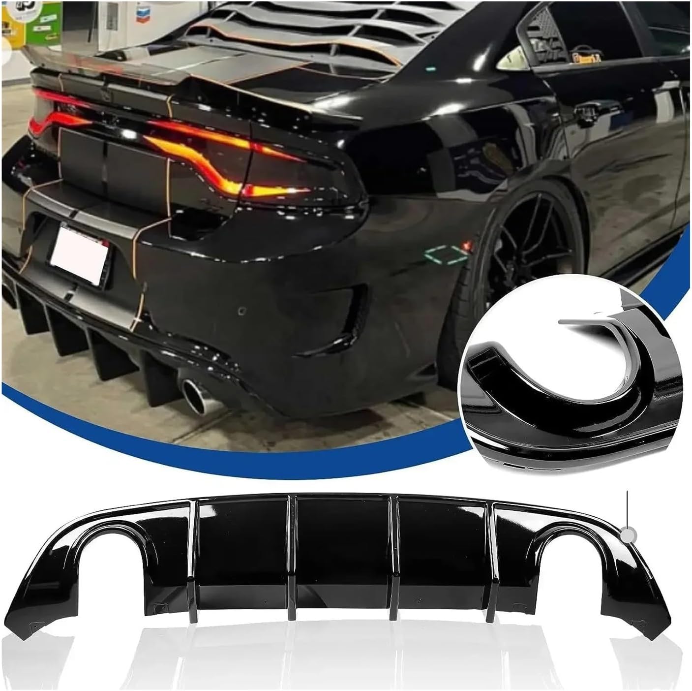 Car Bumper Rear Bodykit Spoiler Diffuser Posterior Lip Compatible for Dodge Charger, SRT 2015-2021 Enveloping Modified Accessories Guard(CF Pattern)