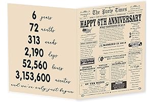 YiKaLus| Classy 6th Wedding Anniversary Card and Iron Anniversary Gifts for Him and Her