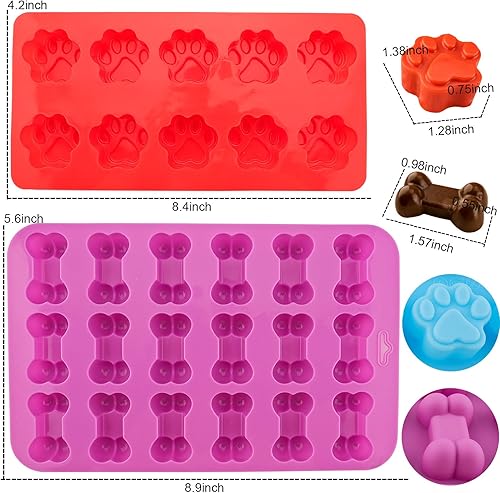 Miniatura 2 de Moldes de silicona para perros y patas de perro (6 piezas) molde para golosinas para perros caseros, hornear, chocolate, dulces, gelatina, golosinas