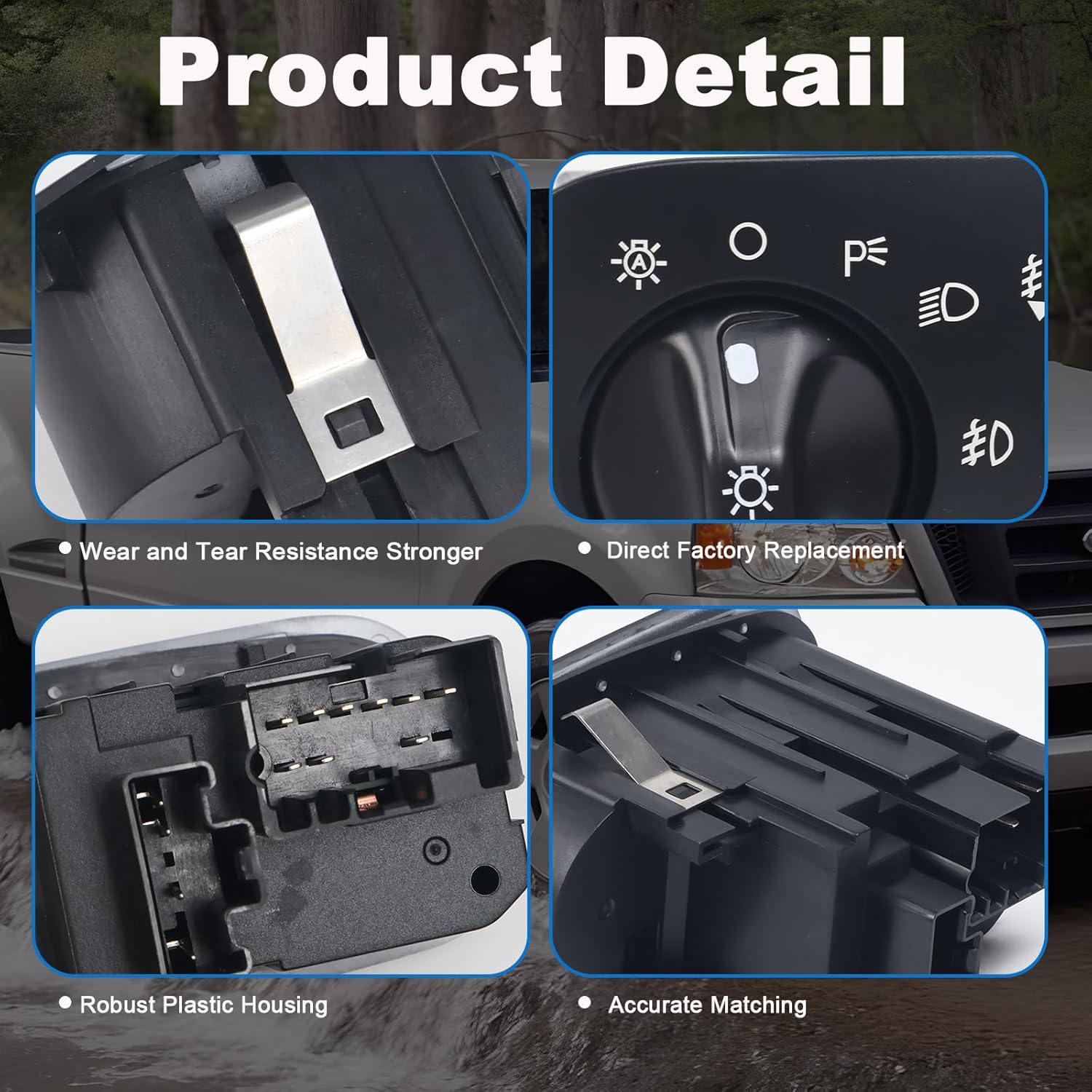 YL3Z11654DAD Headlight Switch Fit for Ford F-150 Truck 2000-2004 Headlamp Driving Lamp Fog Lights Replaces 1S2668, YL3Z-11654-DAC, YL3Z-11654-DAD, YL3Z11654DAC