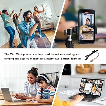 sourcing map 2 Pcs Mini Microphone, Mini Mic Tiny Microphone Phone Type C Mic Small Microphone with Bracket, Sponge Cover for Record Phone Voice, Gold/Hot Pink