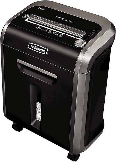 Fellowes  Powershred 79Ci 16-Sheet 100% Jam-Proof Crosscut Paper Shredder for Office and Home, Black/Dark Silver 3227919