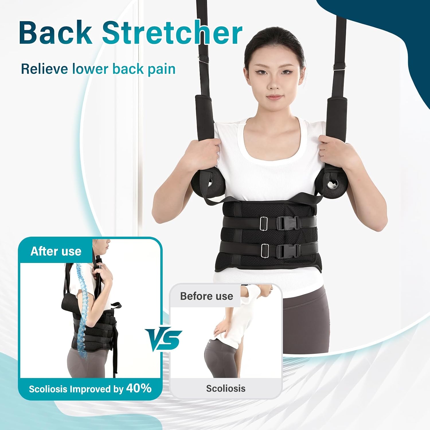 Back Stretcher, Lumbar Traction Device, Spinal decompression device for pain relief，Spinal decompression back stretcher for conditions such as herniated discs, sciatica, and spinal misalignment