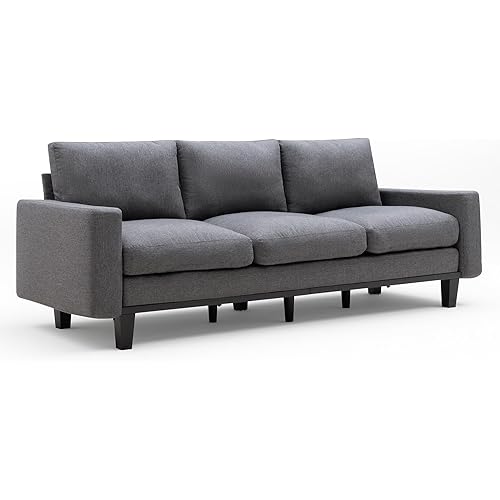 AMERLIFE 3 Seater Sofa with Deep Seat, 74.8" Modern Fabric Couch for Living Room, Full Metal Support, Pet-Friendly Comfy Sofa, Standard Couch for Bedroom & Apartment, Grey Linen