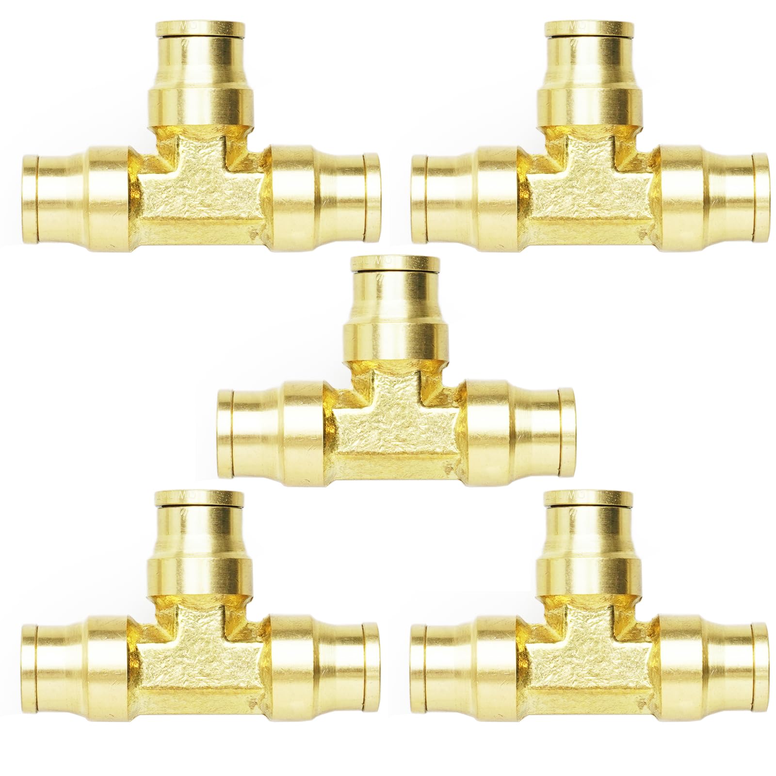 SXITHGKDW Push to Connect Fittings 3/8" Tube OD Tee Union DOT Air Fittings Air Brake Line Fittings, Air Hose Fittings for Air System, 5pcs