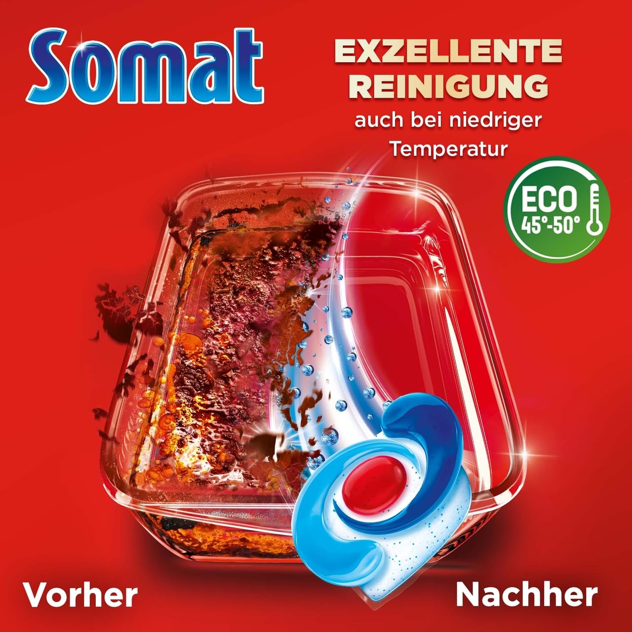 Somat Excellence 4in1 Caps, 282 Caps (6x 47 Caps), schnellauflösende Spülmaschinentabs, Somat Caps für exzellente Reinigung & Glanz sogar im Eco-Programm & bei niedrigen Temperaturen