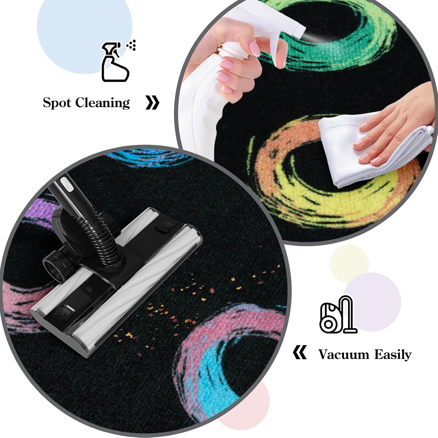 STARUIA Classroom Rug with Colorful Circle, 7.5x13 Large Educational Area Rug for Classroom Preschool Nursery Daycare, Non-Slip Circle Time Rugs Kid Carpet for Playroom Elementary, Seats 24